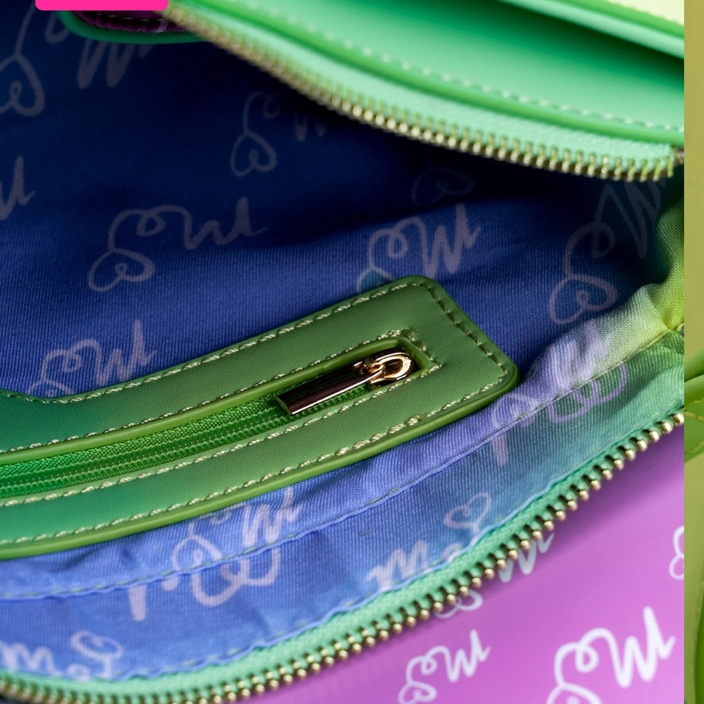 Mariah Elizabeth NWT Playful Green Crossbody Bag with Cartoon Characters - Picture 10 of 11